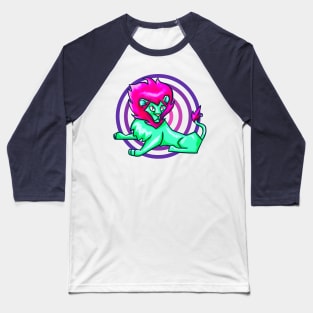 Cartoon Neon Lion Baseball T-Shirt